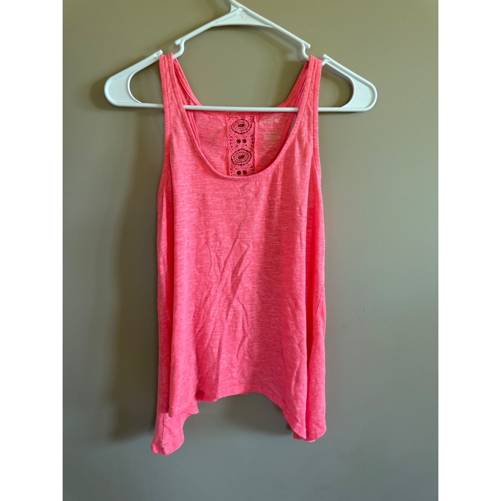 Just Be Crochet Back Tank Top Racerback Sleeveless Hot Pink Women's Size S